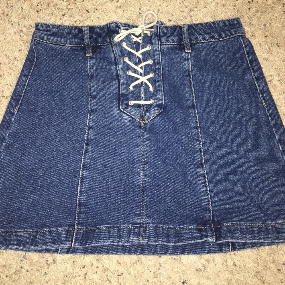 Denim lace up skirt
